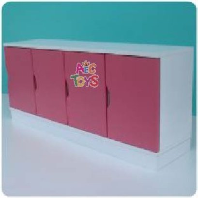 ตู้เก็บอุปกรณ์ไม้ 4 บานเปิด สีหวาน